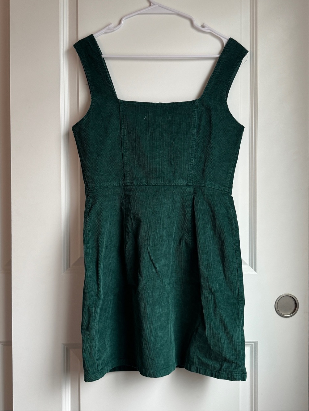 Urban Outfitters emerald green corduroy button down mini dress size 10 - Picture 2 of 11